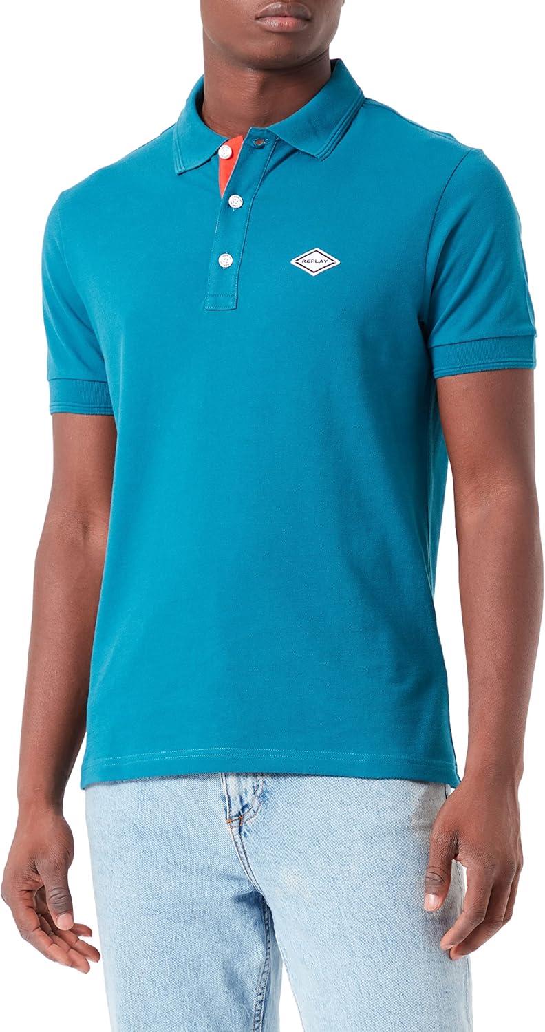 Replay Herren Polohemd XS Petrol Blue 181, XS Petrol Blue 181