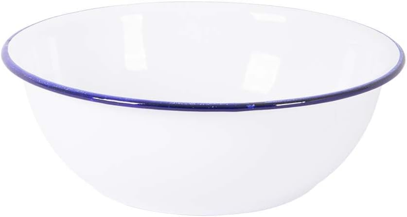 Bo-Camp Emaille Geschirr-Set, 6-teilig, weiss/blau