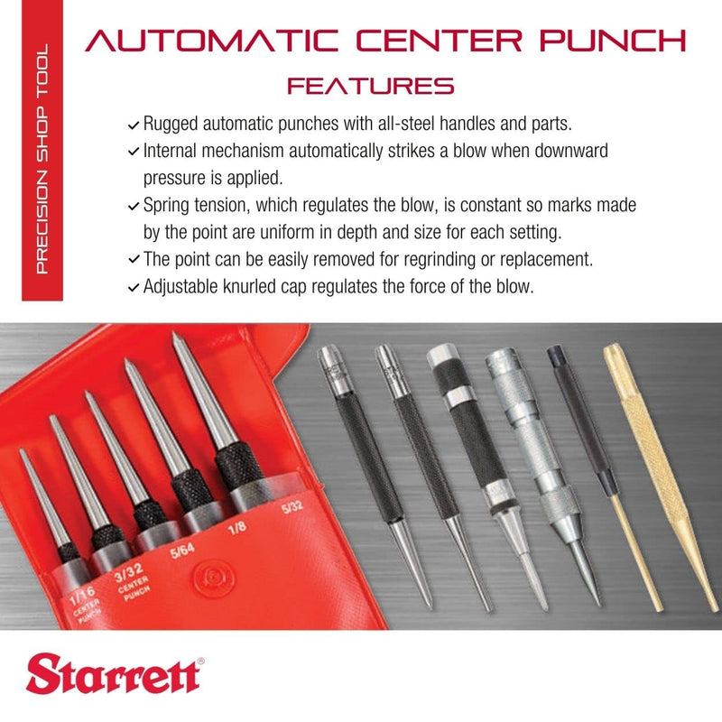 Starrett Automatikkörner mit justierbarer Schlagkraft, Länge 125 mm, Durchmesser 14 mm 18A & Wolfcra