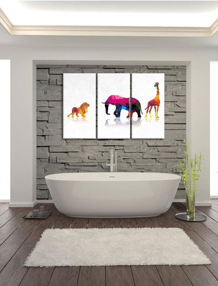 Pixxprint Tiere der Savanne als Leinwandbild/Grösse: 3 Teilig (120x80) cm/Wandbild/Kunstdruck/fertig