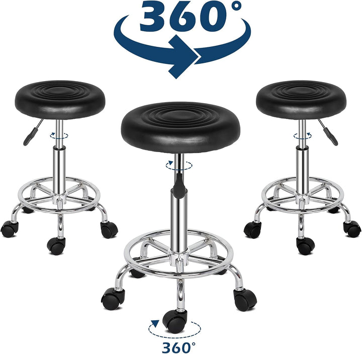Bonnlo Rollhocker höhenverstellbar, Arbeitshocker 360° drehbar, Drehhocker für Büro/Salon/Bar, Kunst