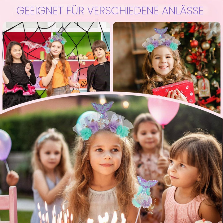 Vaguelly Meerjungfrau Stirnband Und Zauberstab Set Mit Pailletten Für Mädchen Cosplay Party Mottopar