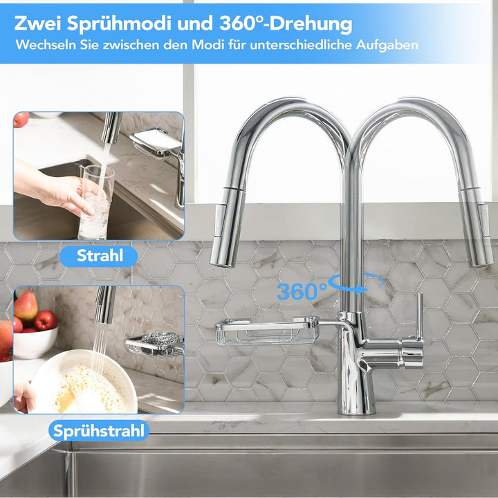 Wasserhahn Küche Küchenarmatur mit ausziehbarer Brause Spültischarmatur ausziehbarer Wasserhahn mit