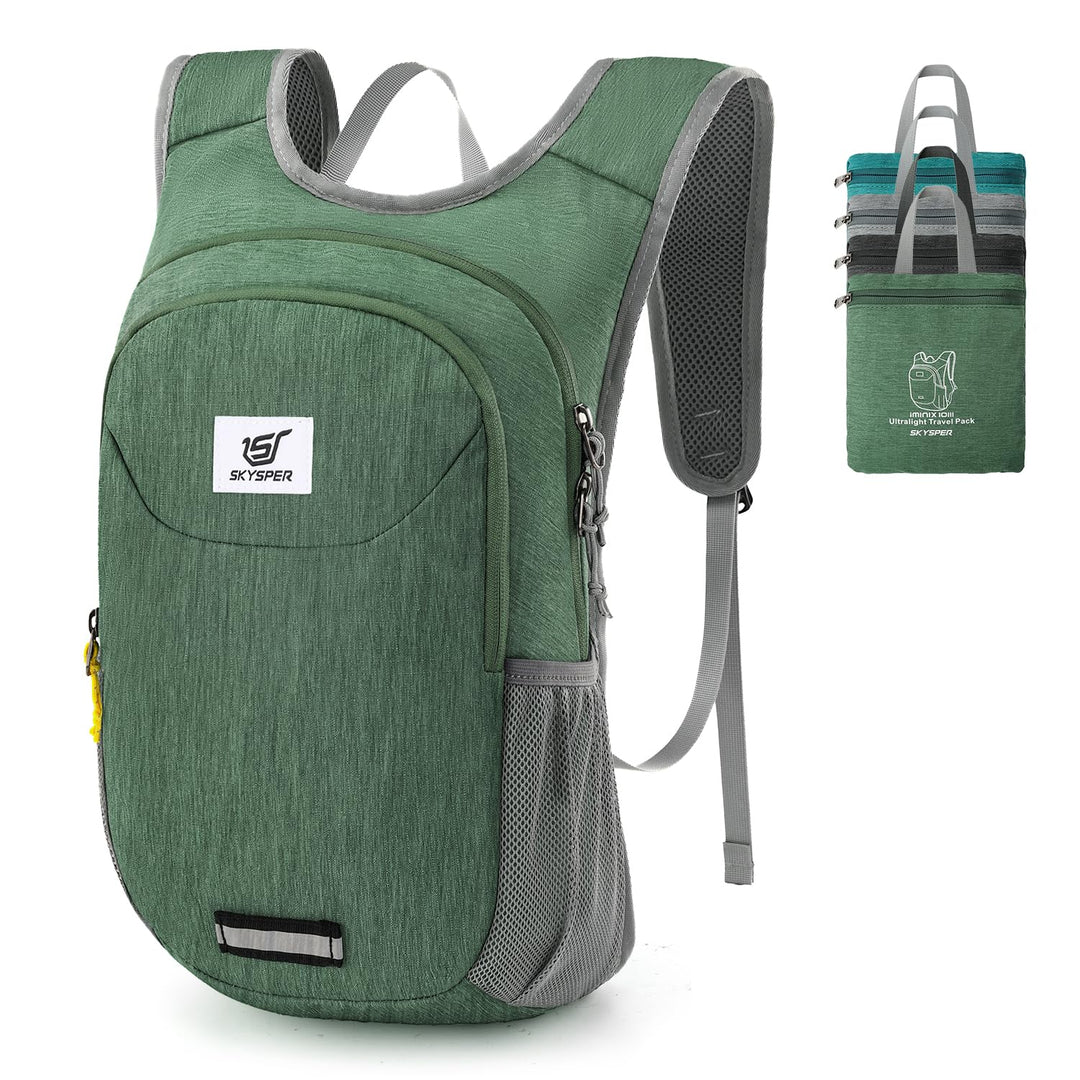 SKYSPER Faltbarer Rucksack 10L Ultraleicht Tagesrucksack Daypack Wanderrucksack Klein Outdoorrucksac