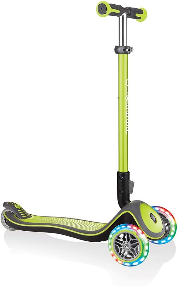 GLOBBER Elite Deluxe Lights – Tretroller Kinder, 120/80 mm, ABEC 5, 3-rädrig, höhenverstellbar, LED-