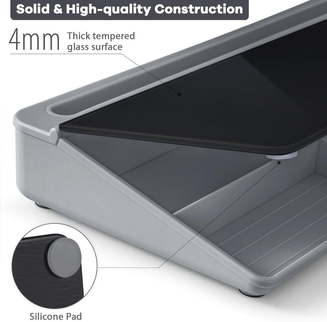 Varhomax Schreibtisch Organizer, Desktop Whiteboard Glas Schwarz Mit Aufbewahrung Abwischbar, To Do