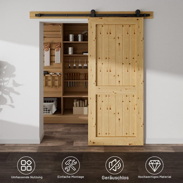 TSMST 5 ft/152 cm Scheunentür-Schienen-Set, robust, Beschläge für Schiebetür, geeignet für eine einz