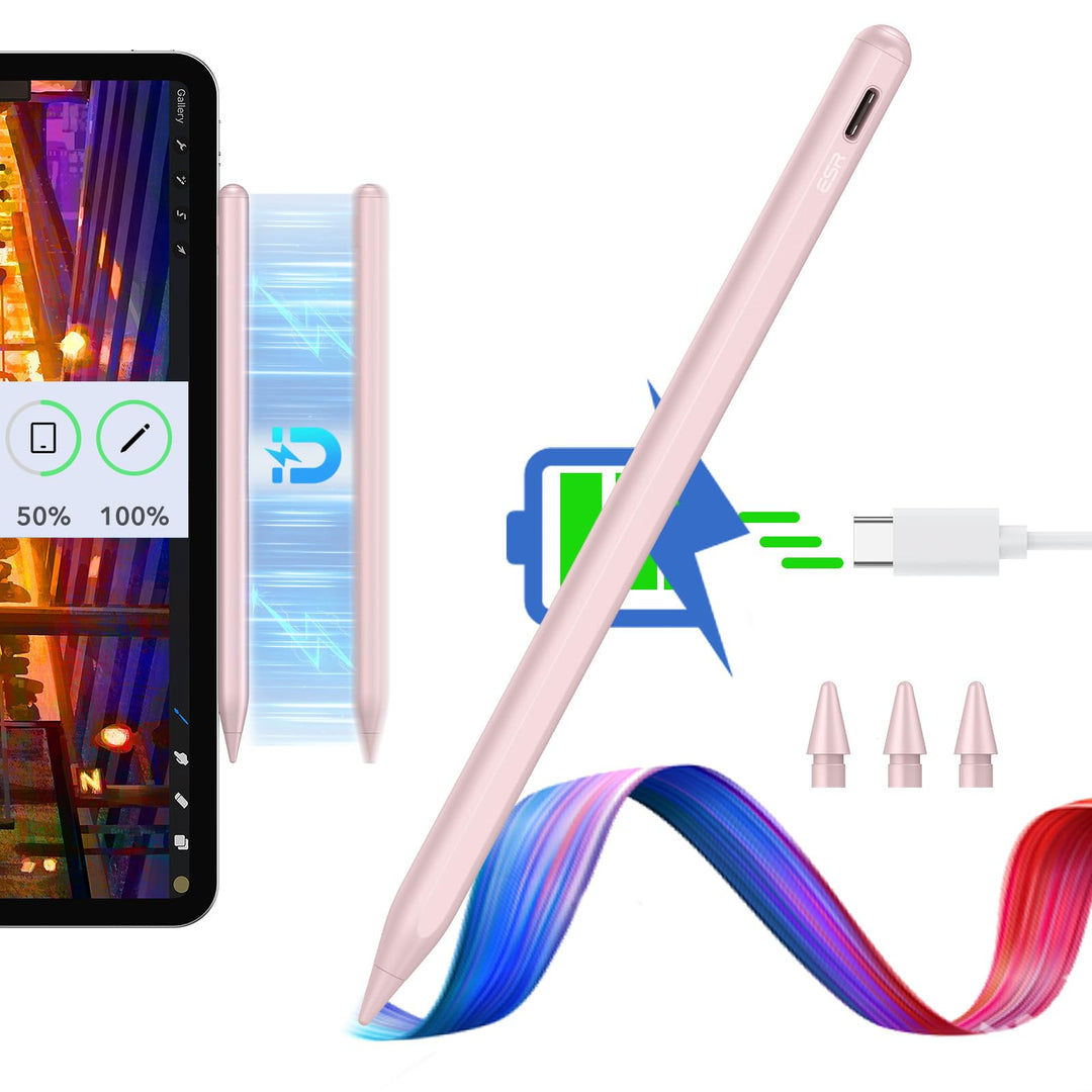 ESR Stylus Stift für iPad, magnetischer Pencil 2. Generation zum kabellosen Laden, mit Neigungsempfi