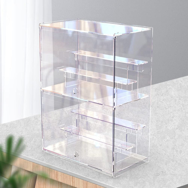 Nynelly 2-stöckige Acryl-Vitrine für Sammlerstücke, transparente Acryl-Vitrinen mit Tür und Regal, m