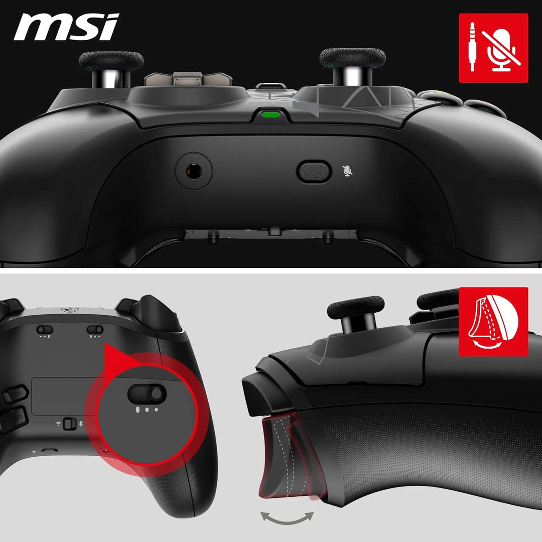 MSI FORCE PRO WIRELESS PC Gamepad Controller - 2,4 GHz, Bluetooth, USB Typ-C zu A - kabelgebunden/dr