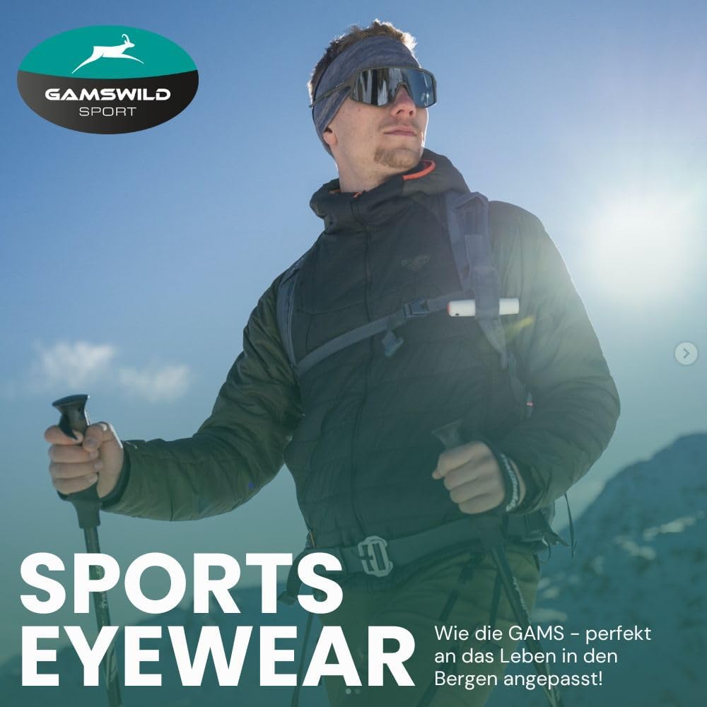 Gamswild WS2244 Sportbrille Sonnenbrille TR90 Fahrradbrille Skibrille Damen Herren Unisex verstellba