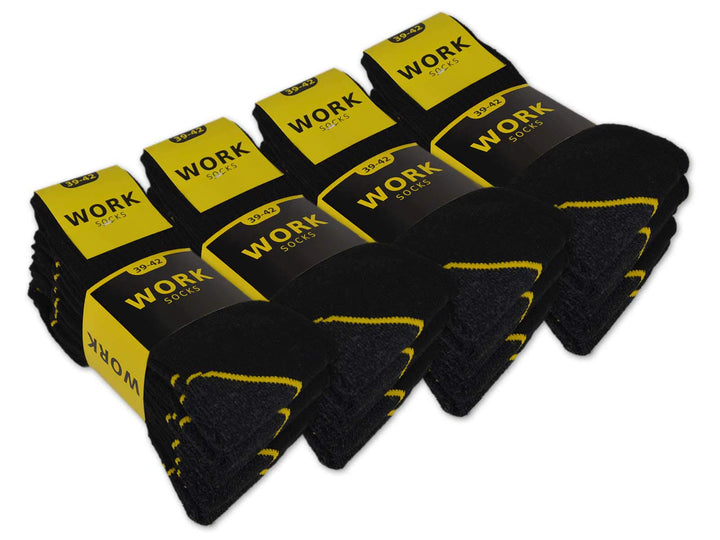 Herren Arbeitssocken (10 oder 20 Paar) WORK Socken Baumwolle 43-46 20 Paar | Schwarz, 43-46 20 Paar