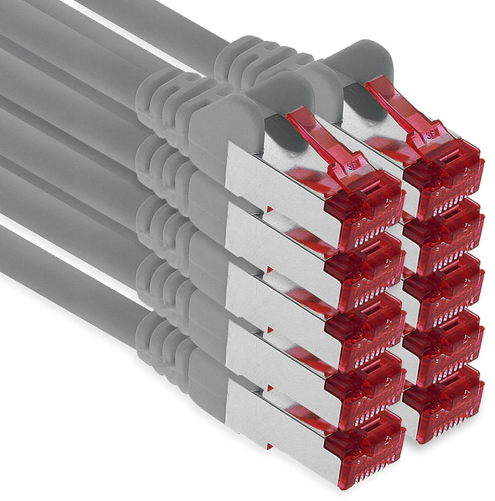 1aTTack.de - 10x 10m CAT6 Patchkabel S/FTP PIMF Schirmung CAT.6 RJ45 Netzwerkkabel Ethernetkabel DSL