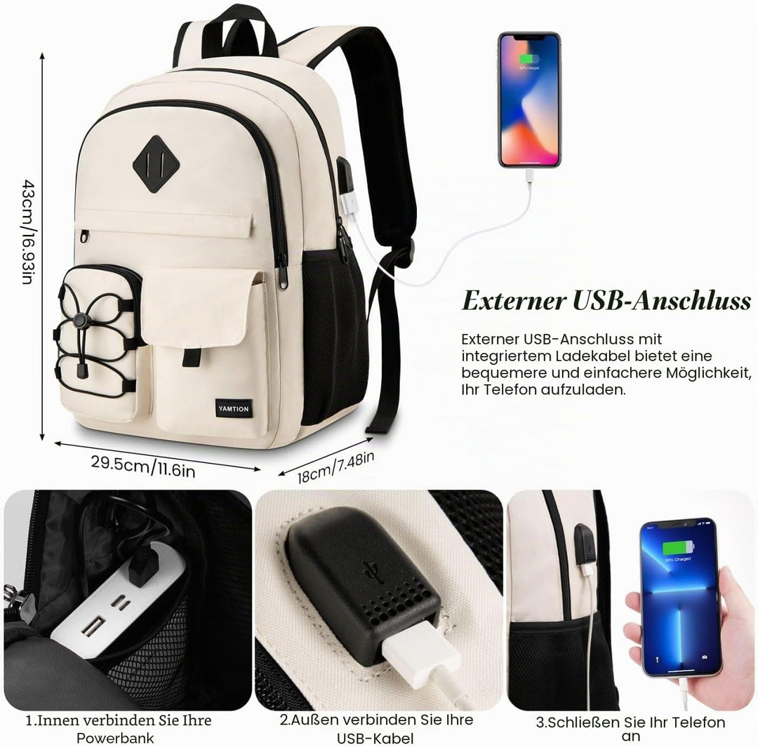 YAMTION Rucksack Laptop Damen,Schulrucksack Frauen für Schule Uni,Schultasche Mädchen Teenager Schul