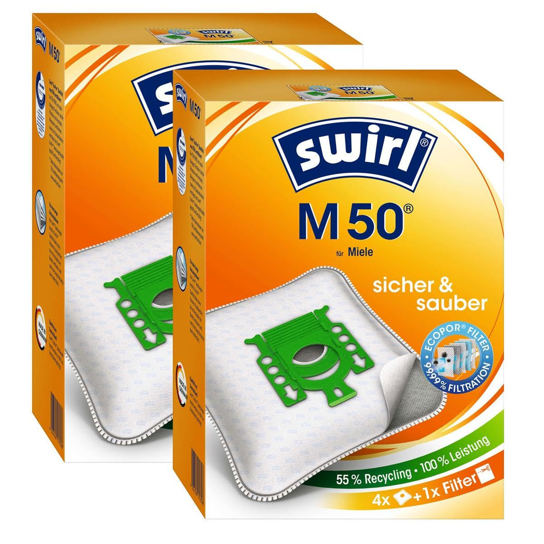 8 Original SWIRL M50 Staubsaugerbeutel für Miele Parkett & Co 500, 700, 4000