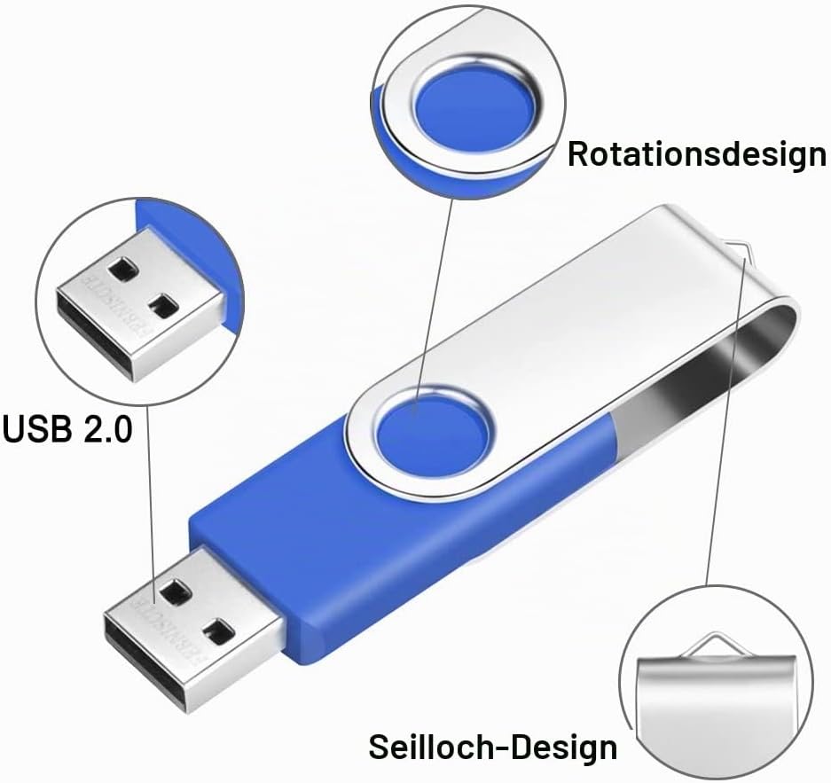 USB 2.0 Stick 8GB 10 Stück USB-Flash-Laufwerk - Tragbar Einklappbare Speicherstick 8 GB Pendrive Dat