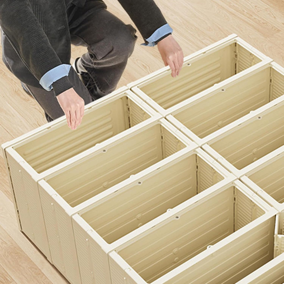 6-stöckiger Klappbarer Schuhschrank, Schuhboxen Plastik-Schuhturm mit Türen & Rollen, Stapelbarer Fa