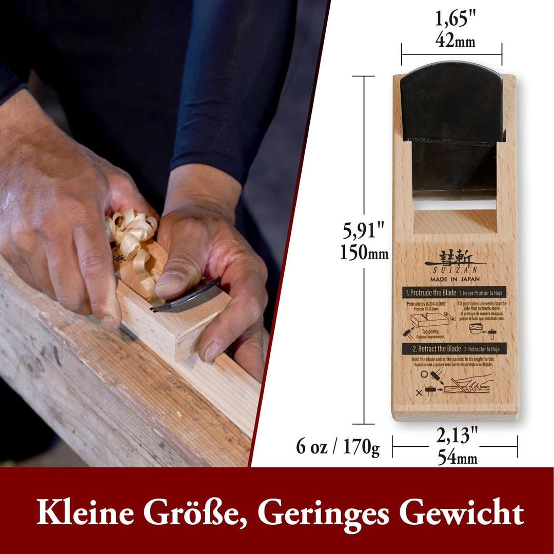 SUIZAN Japanische Holzblockhobel Kanna 4,2 cm (42 mm) Handhobel japanische Holzbearbeitungswerkzeuge