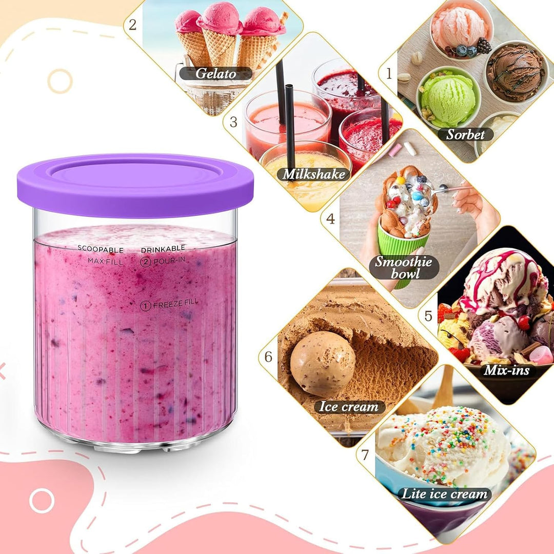 4 Stück Eiscreme-Behälter für Ninja Creami Deluxe NC501EU NC502EU Serie, 680 ml Zubehör für Ninja Ic