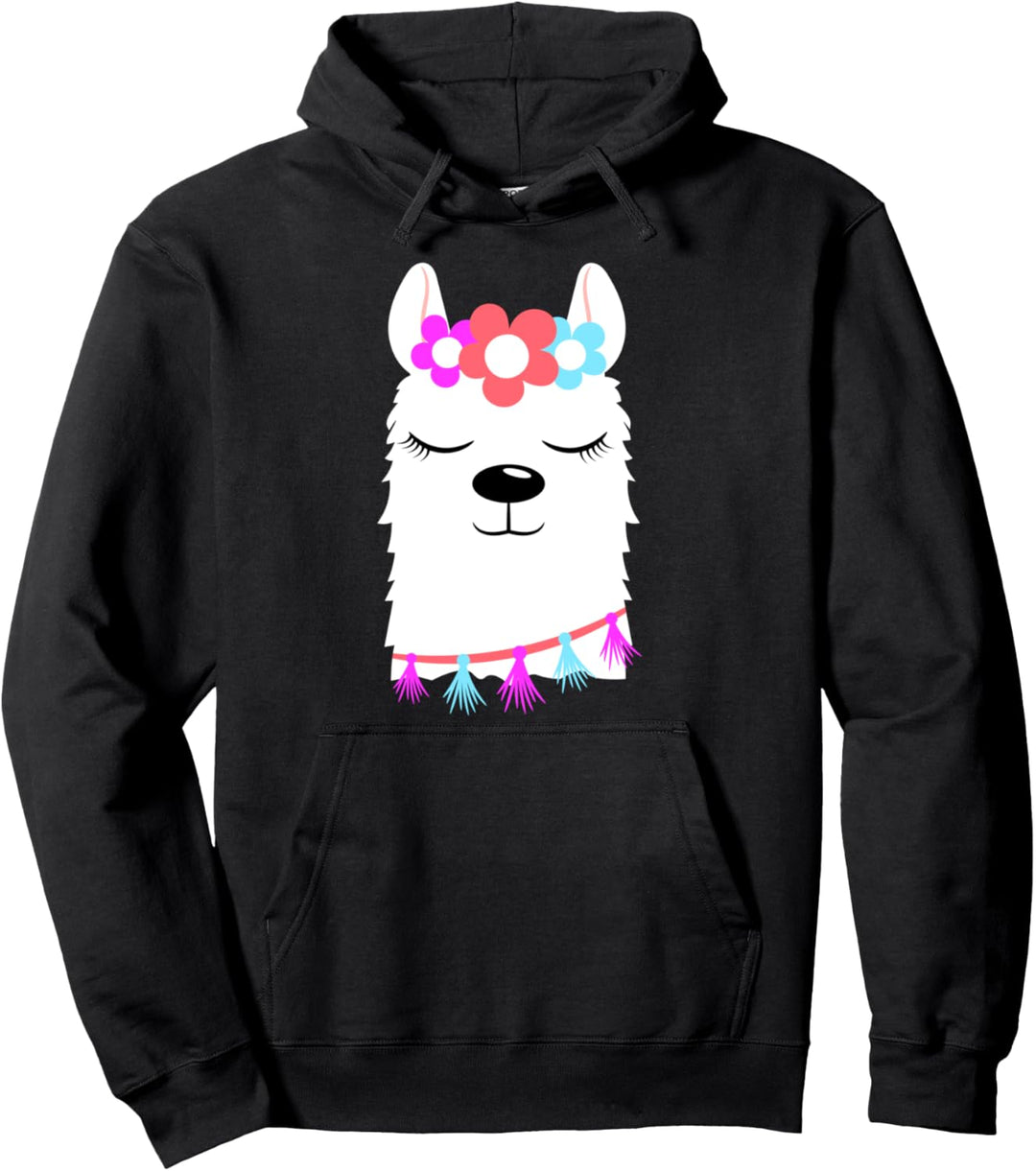 Lama Alpaka Tierliebe Tierfreund Blumen Hoodie Pullover Hoodie