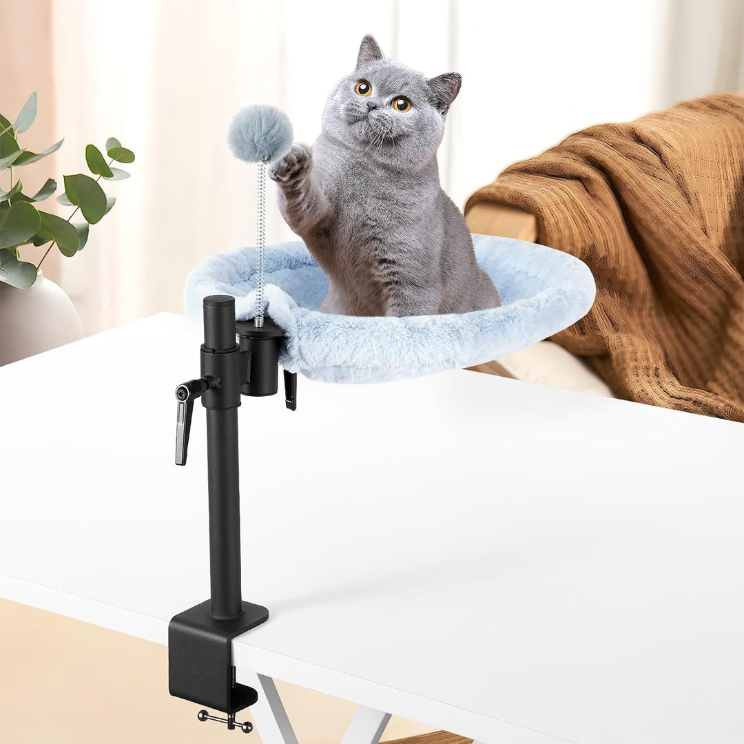 Odoland Katzenbett für Schreibtisch - 360° drehbar & höhenverstellbar, weiches Katzenhängematte mit