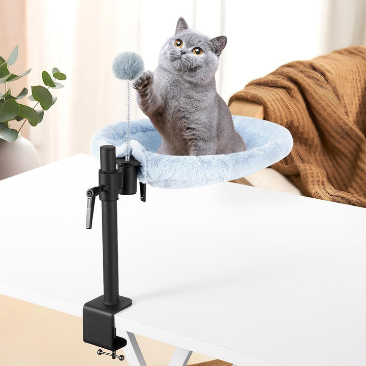 Odoland Katzenbett für Schreibtisch - 360° drehbar & höhenverstellbar, weiches Katzenhängematte mit