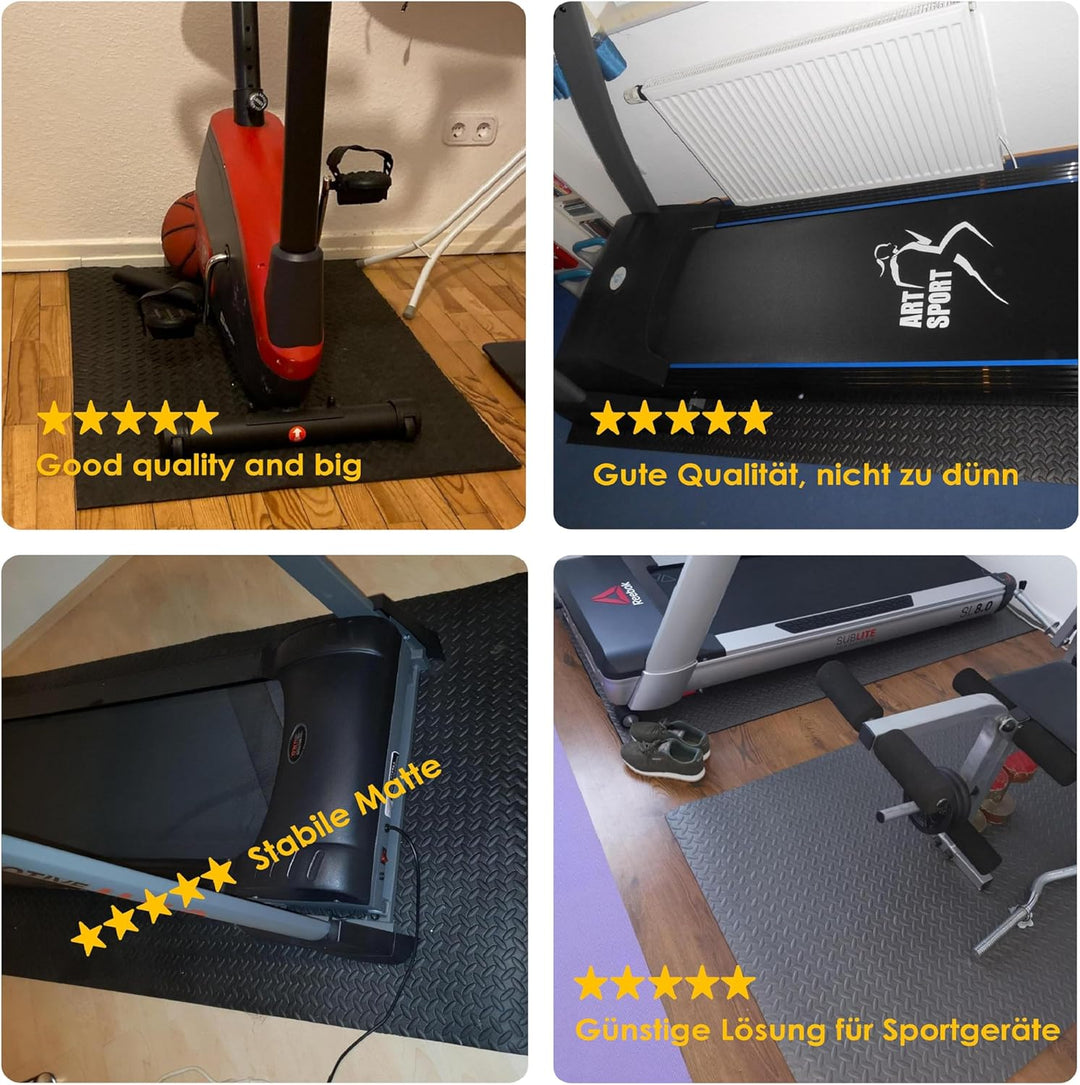 HD Fitness Bodenschutzmatte 200x100cm - extra dicke 7mm Unterlegmatte für Laufband, Crosstrainer, Ru