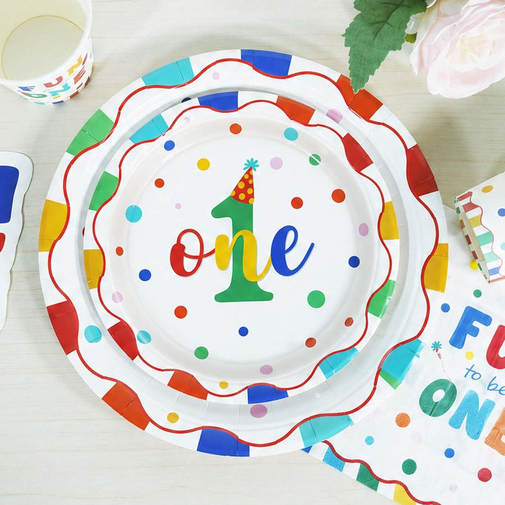 Heboland Pappteller Kindergeburtstag bunt Polka Dot Design Partygeschirr Set Geburtstag 125pcs Pappt