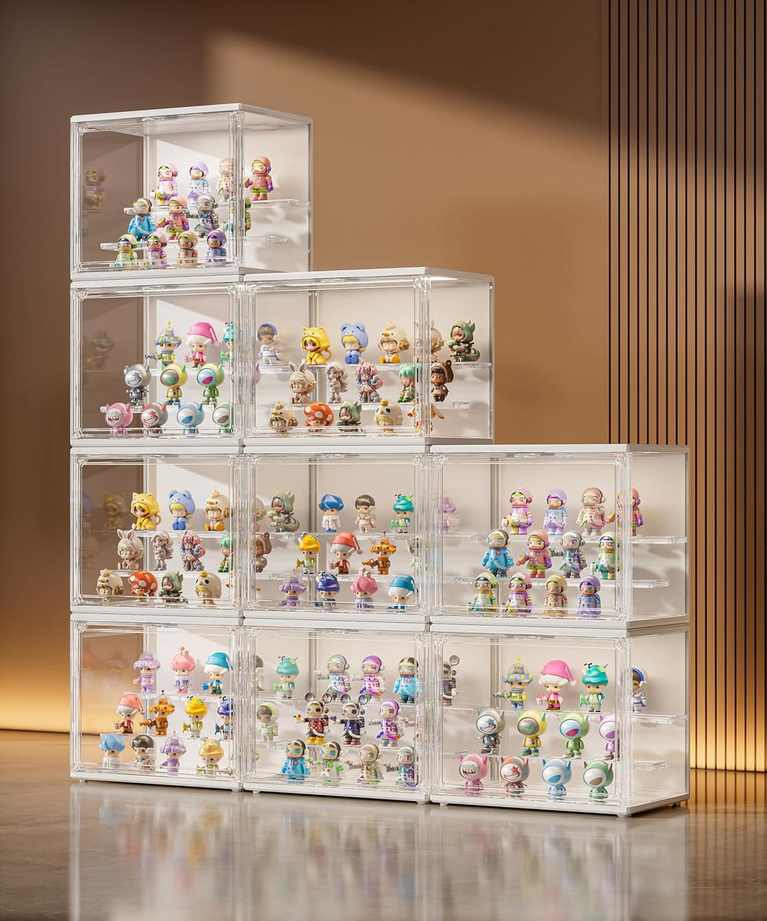 Acryl Vitrine Schaukasten mit LED, Glasvitrine mit Magnettür für Action Figuren, Spielzeug, Blind Bo