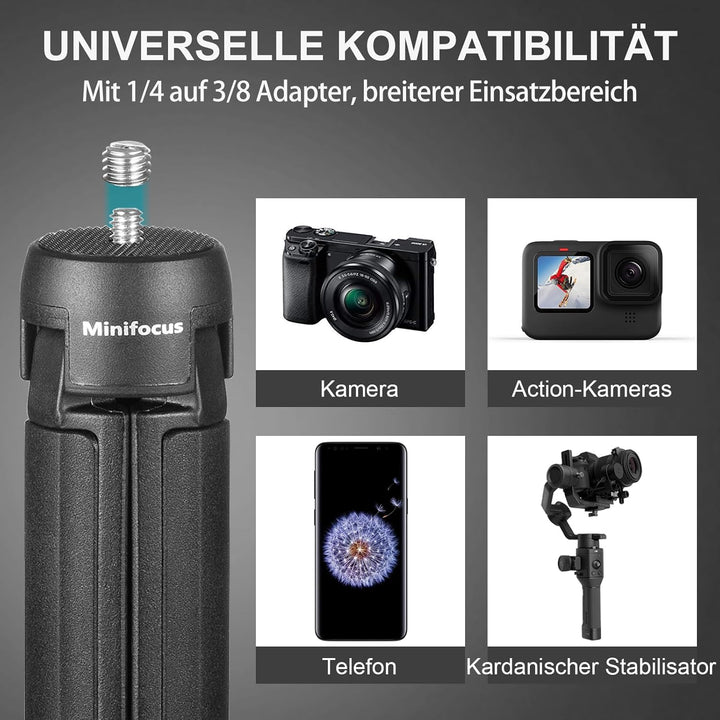 Kamerastativ, Tischstativ Kompaktstativ mit 1/4" Schraube, Telefonstativ für Gimbal Stabilizer Webca