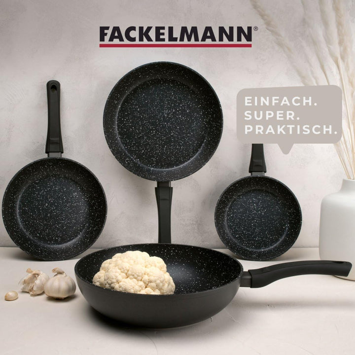 Fackelmann Bratpfanne Marble 2.0 24 cm, Antihaft-Pfanne aus 90% recyceltem Aluminium mit ergonomisch