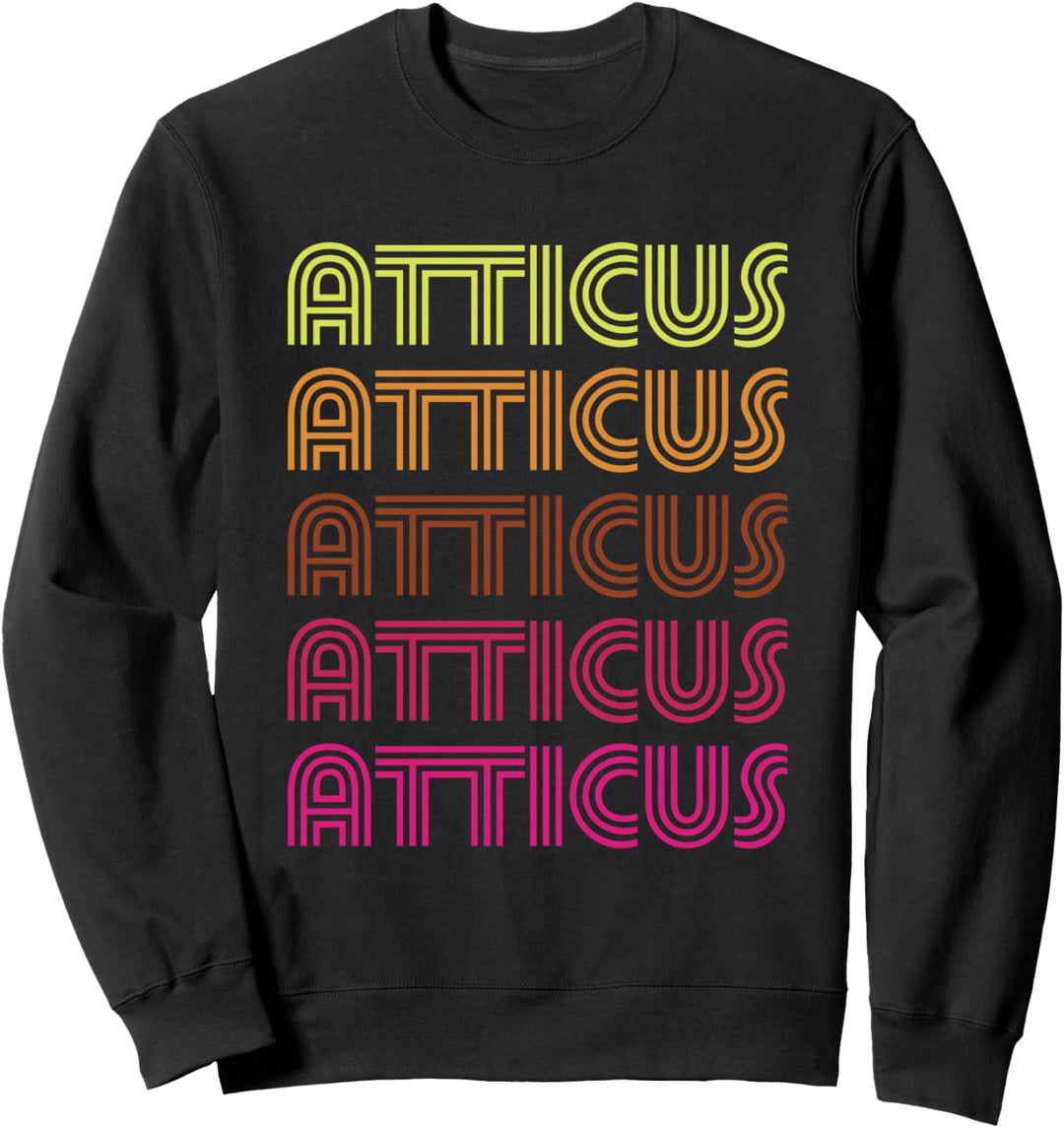 Vorname Atticus Funky Retro Vintage Disco Design Sweatshirt
