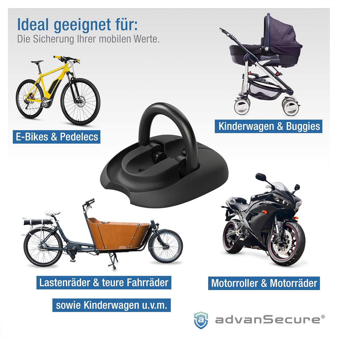 advanSecure® Wandanker Bodenanker | für E-Bike Motorrad und teure Fahrräder | für sicheres Anschlies