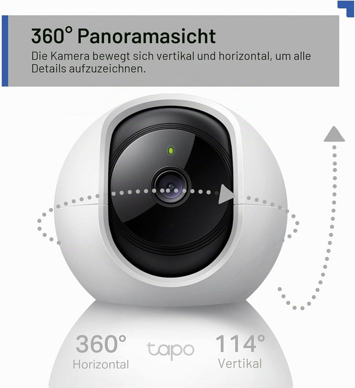 Tapo C21A 2K 3MP Überwachungskamera innen 360°, Nachtsicht, Bewegungserkennung, Zwei-Wege-Audio, Bab