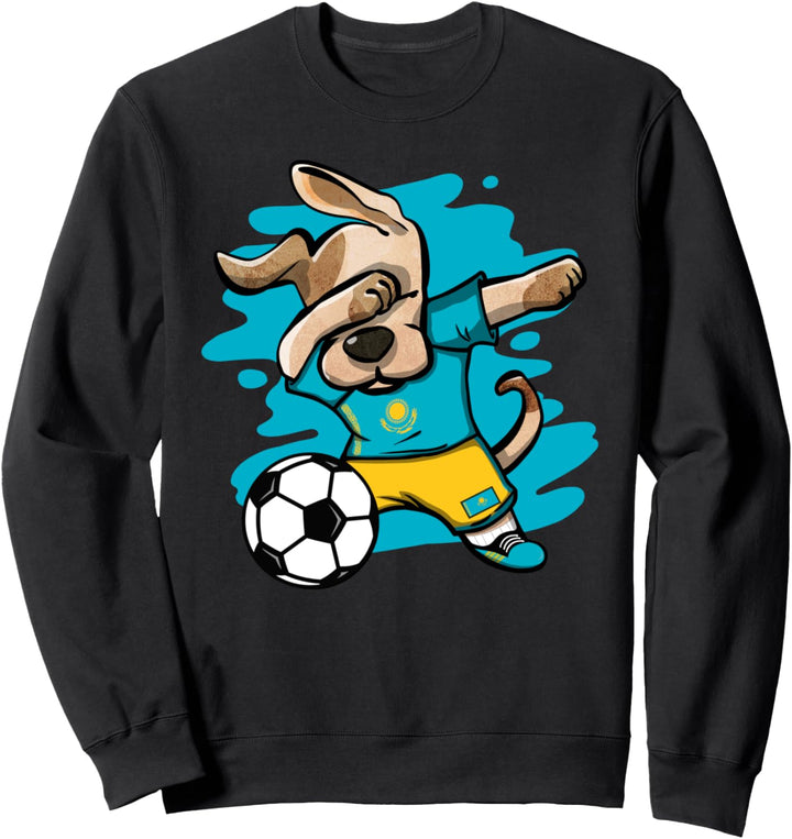 Dabbing Hund Kasachstan Fussball Kasachstanische Flagge Sport Sweatshirt