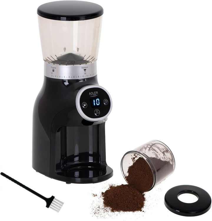 Adler AD 4450 Burr Kaffeemühle 300 W Schwarz 31 Mahlstufen Mahlwerk für Kaffeebohnen
