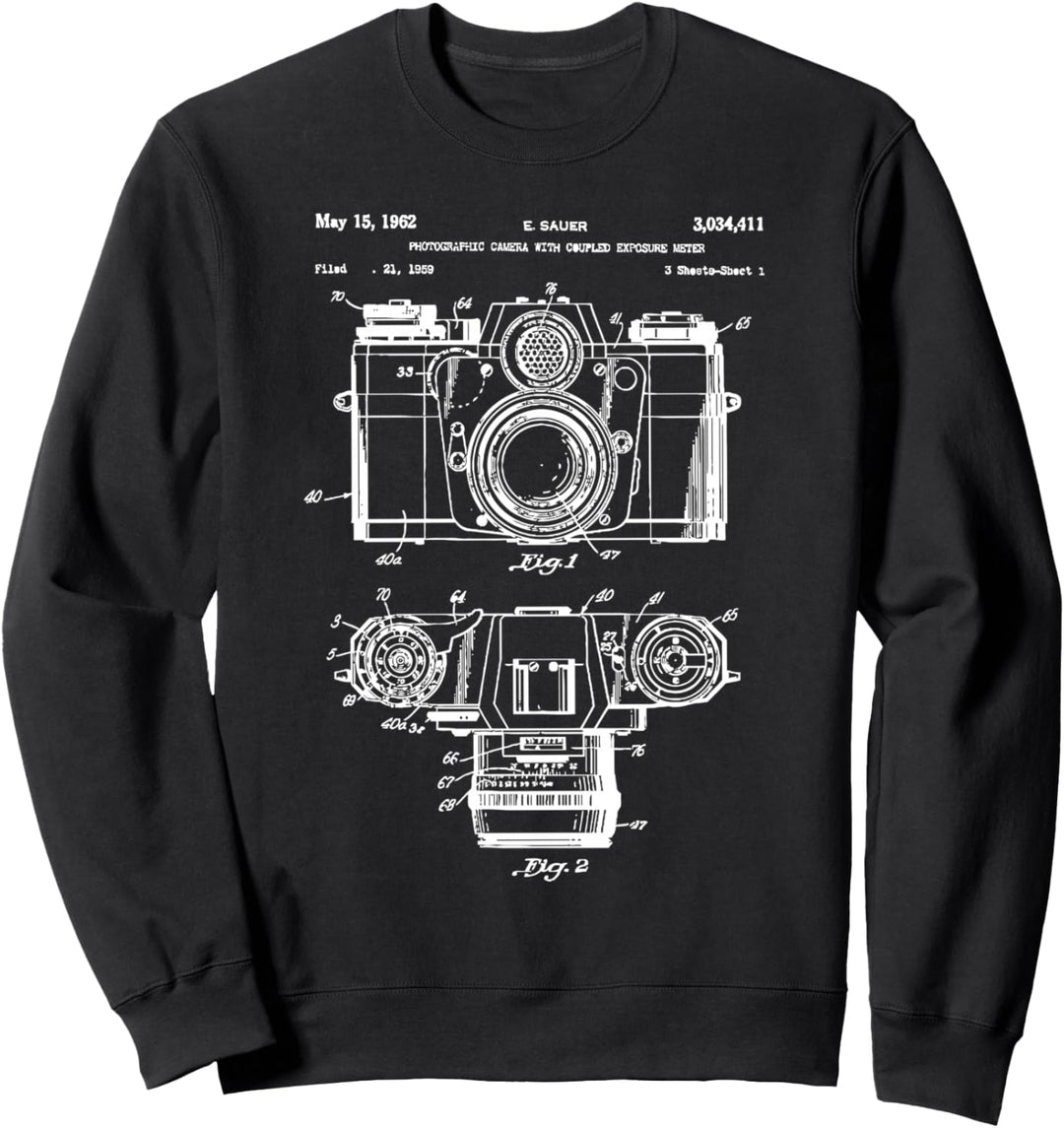 Patent Kamera Fotograf Vintage Retro Sweatshirt