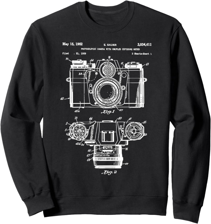 Patent Kamera Fotograf Vintage Retro Sweatshirt