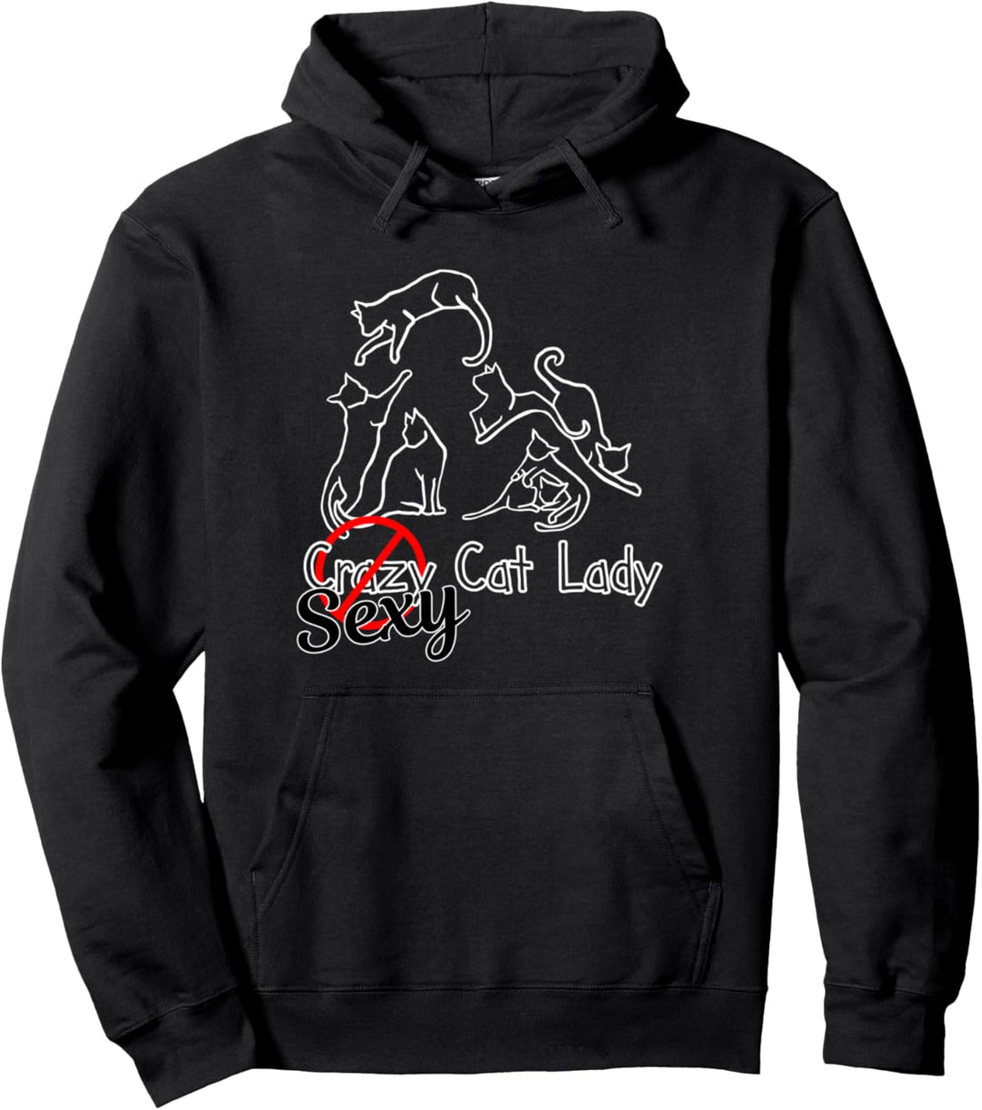 Funny Crazy Cat Lady Pinup Model Girl for Best Mom Dad Ever Pullover Hoodie