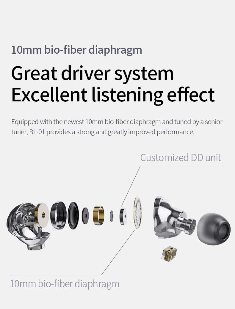 HiFiHear WGZBLON BL01 In-Ear-Ohrhörer, 10 mm Biology Fiber Diaphragm Driver In-Ear-Kopfhörer. Hochgl