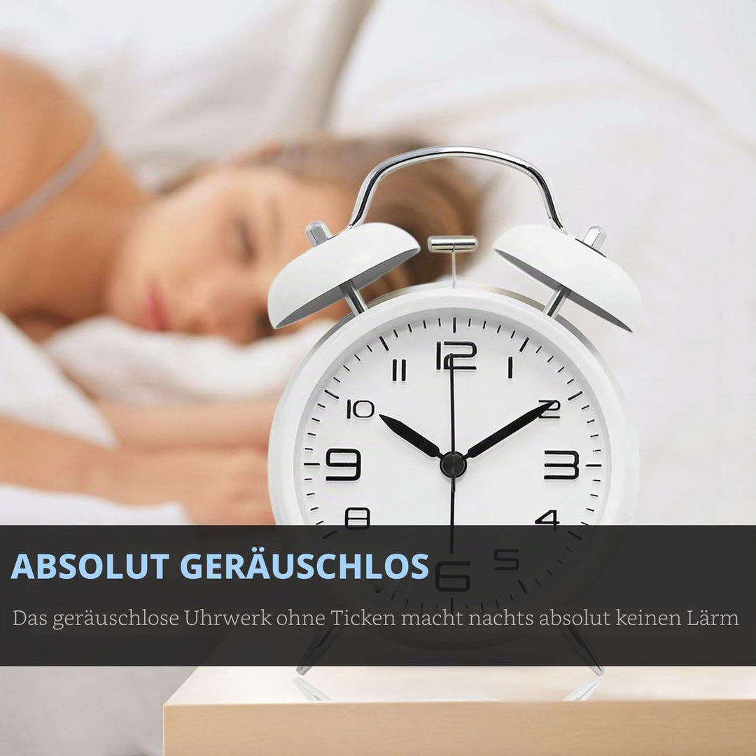 Lauter Wecker für Schwerschläfer mit Ohne Ticken, Doppelglockewecker, Batteriebetrieben, Metallwecke
