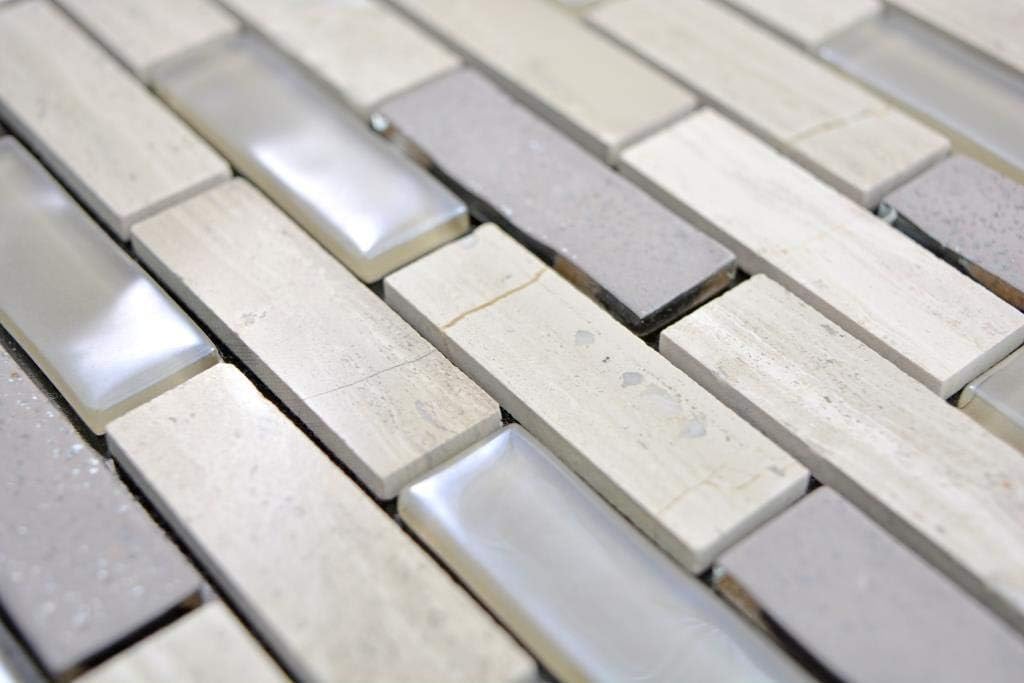 Mosaik Selbstklebend Verbund Glasmosaik Stein grau braun Glas für WAND KÜCHE Wandverblender Fliesens