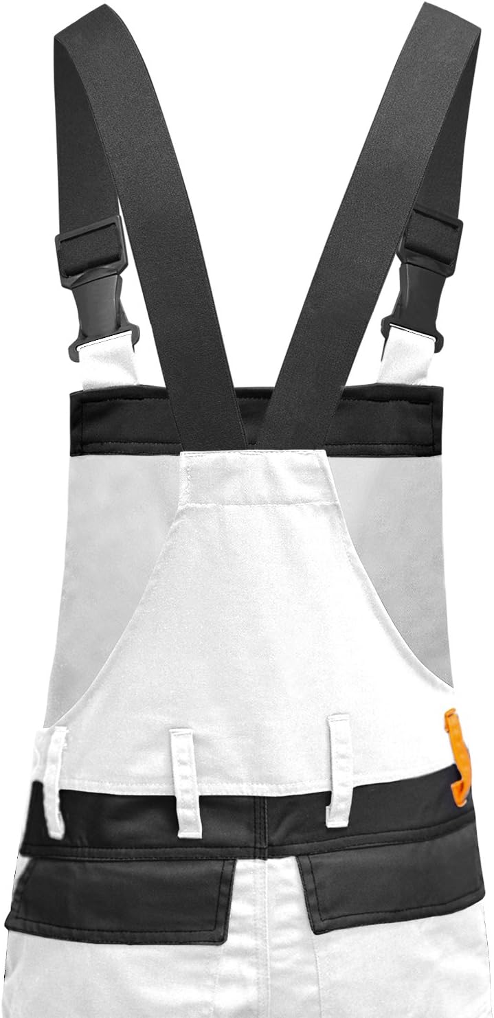 strongAnt Latzhose Herren Stretch Arbeitshose Arbeitslatzhose mit Kniepolstertaschen Schwarz Grau We