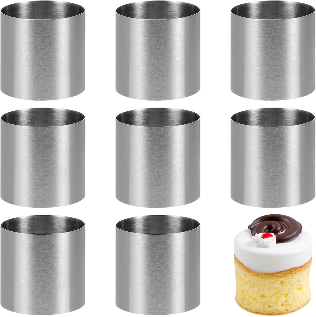 YARNOW 8 Stück Mousse Ringe Dessertring Set Speisering Mini Tortenring Kleine Kuchenform Dessert Sch