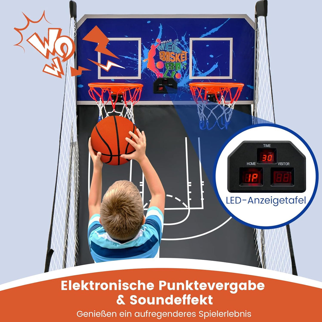 GOPLUS Basketball-Schiessmaschine, Basketballständer inkl. 4 Basketbälle und Pumpe, Basketballkorb k