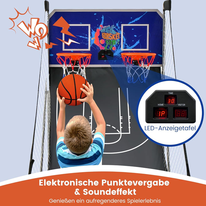 GOPLUS Basketball-Schiessmaschine, Basketballständer inkl. 4 Basketbälle und Pumpe, Basketballkorb k