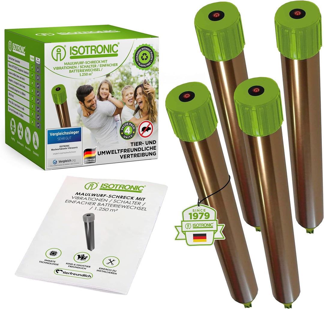 ISOTRONIC Maulwurfabwehr Vibrasonic mit ON/Off Schalter NEU mit Vibrationsmotor batteriebetrieben Wü