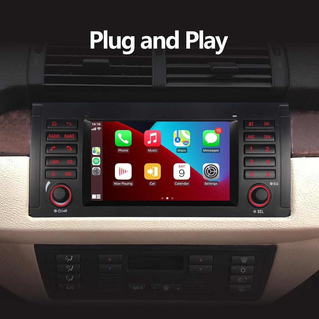 LXKLSZ Autoradio für BMW E39 E53 5er X5 M5 Kompatibel mit drahtlos Carplay/Android Auto mit 7 Zoll I