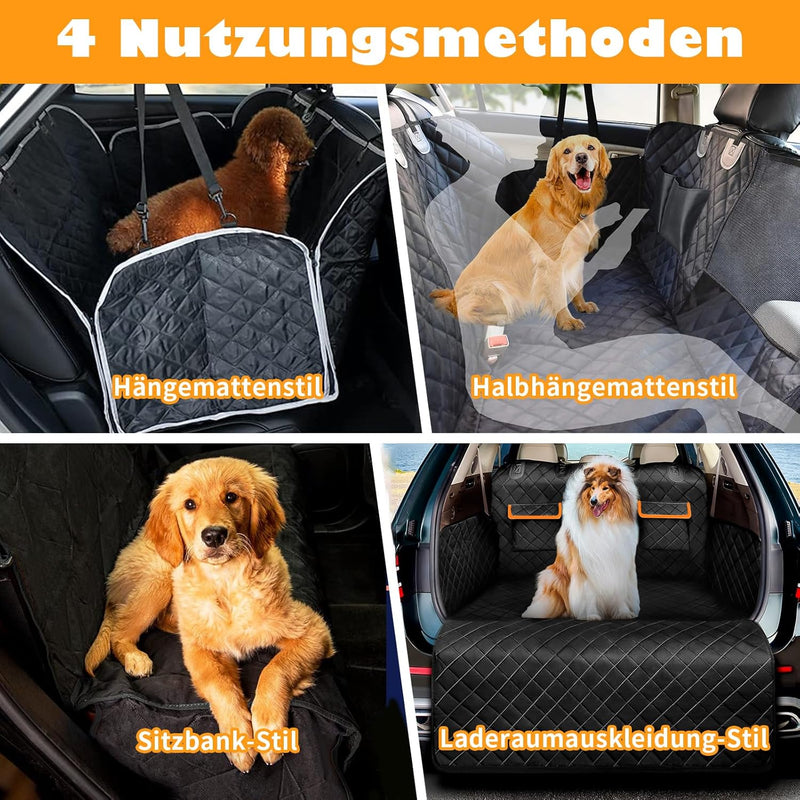 PiPiCat Hundedecke für die Auto-Rückbank, mit Seitenschutz, Sichtfenster, Kratzfest, wasserabweisend