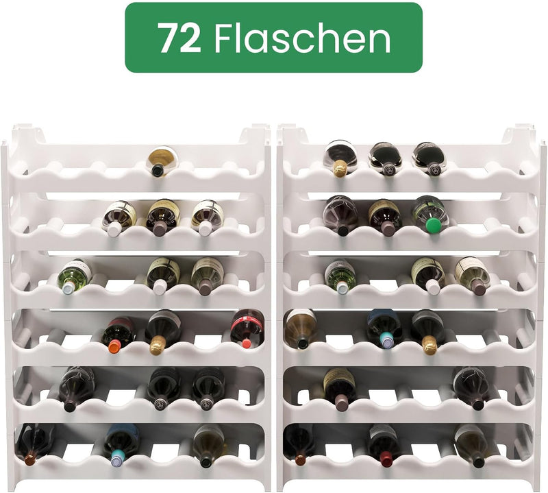 ARTECSIS Weinregal stapelbar Kunststoff für 72 Flaschen, stabiles Flaschenregal in Gastronomie-Quali